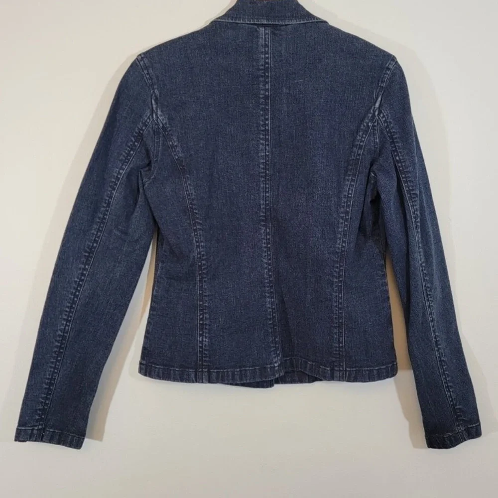 Lauren Jeans Co Ralph Lauren Jacket Denim Dark Wash Silver Buttons SzL - Picture 3 of 7
